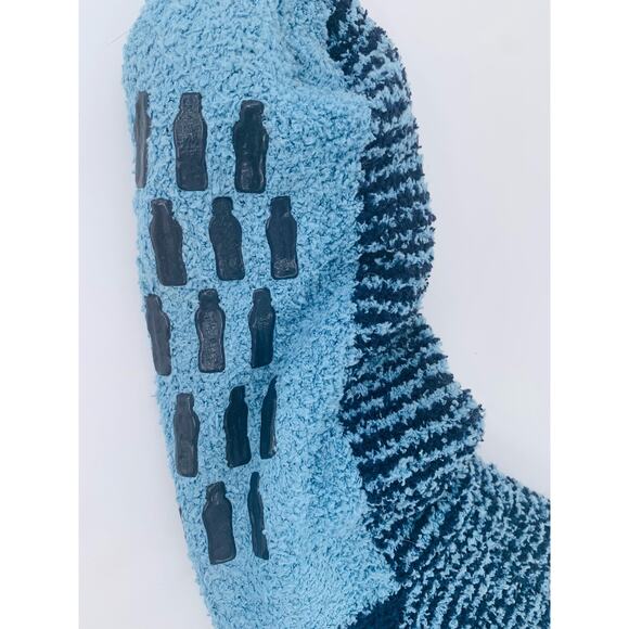 Fleece Socks Large Tupperware Non Slip Water Bottles Blue Light Dark Lined Warm - Picture 5 of 7